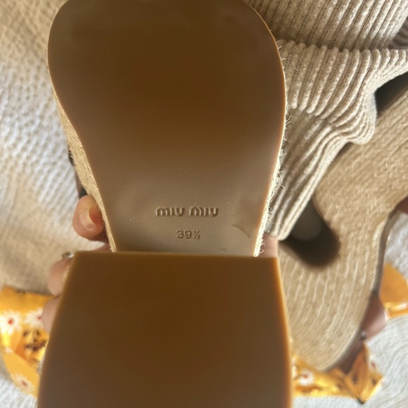 Miu Miu Espadrille Platform Wedges with Yellow Floral Scarf Ties - Picture 6 of 9